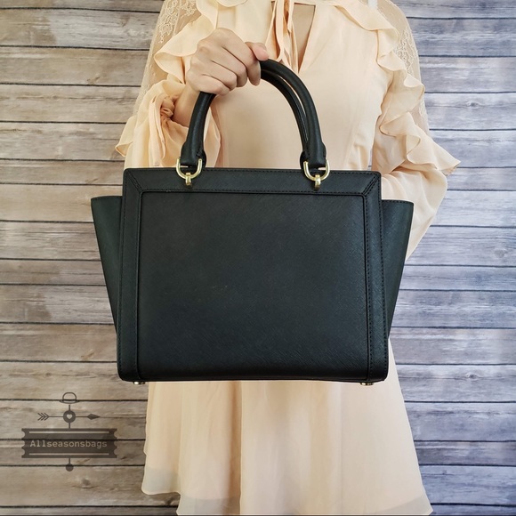 NWT Michael Kors Tina Large Satchel Black leather - Picture 3 of 8